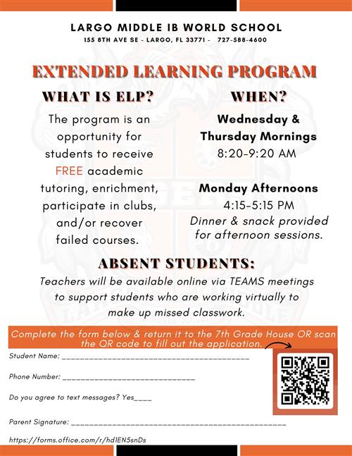 ELP INFO-Monday-4:15-5:15. Wed & Thurs 8:20-9:20AM